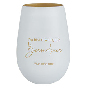 Du bist etwas ganz Besonderes personalsierbar Windlicht Glas weiss-silber mit Gravur