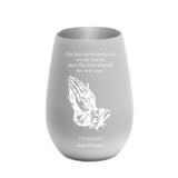 Betende Hände  - Windlicht weiss-silber mit Gravur personalisierbar