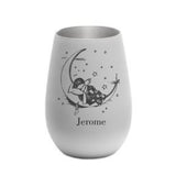 Schlafendes Kind Mond Sterne - Nachtlicht Windlicht mit Gravur mit Name personalisierbar