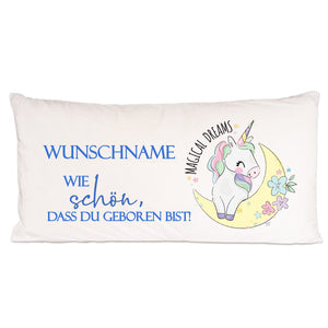 Personalisiertes Einhorn Kissen 40x80cm mit Füllung